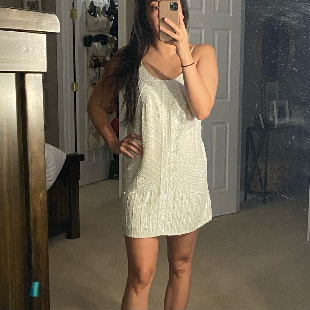 Parker beaded white dress